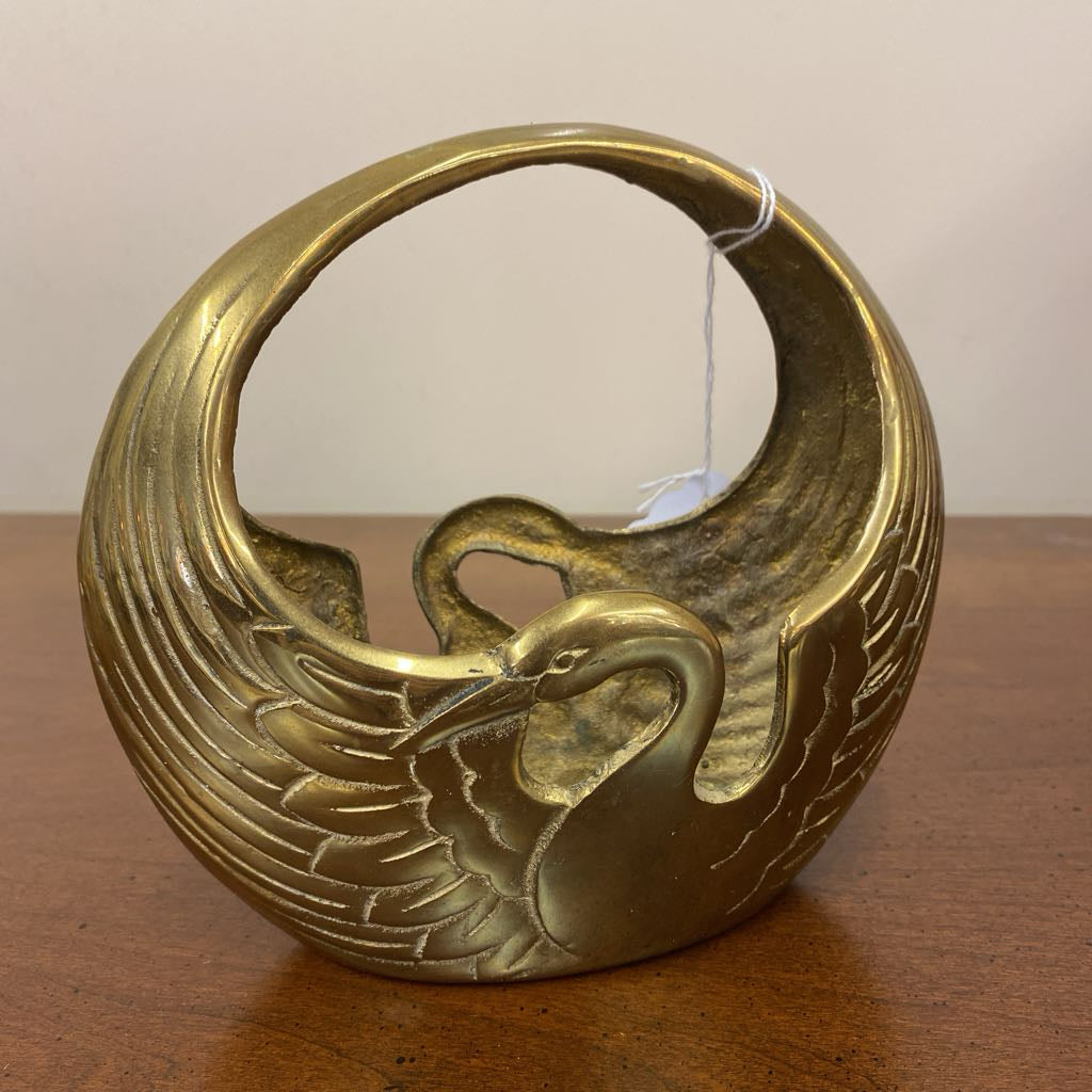 Brass Deco Style Swan Vase