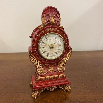Rococo Repro Red Mantle Clock