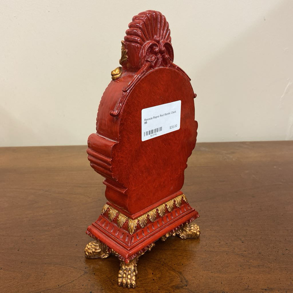 Rococo Repro Red Mantle Clock