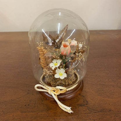 Butterfly Taxidermy w/Flowers in Glass Dome