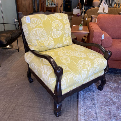 Custom Ladder Back Knuckle Armchair w/Yellow Cushions