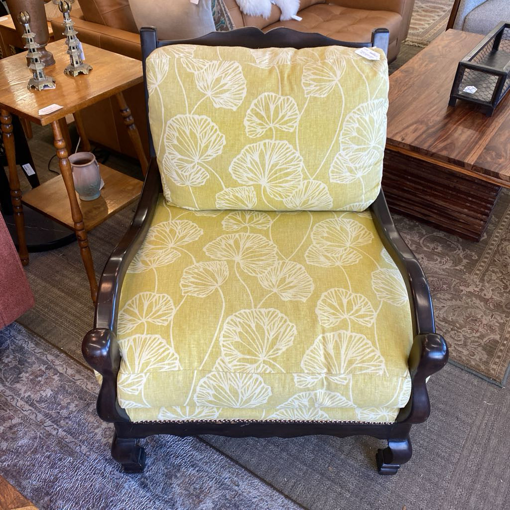 Custom Ladder Back Knuckle Armchair w/Yellow Cushions