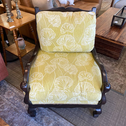 Custom Ladder Back Knuckle Armchair w/Yellow Cushions
