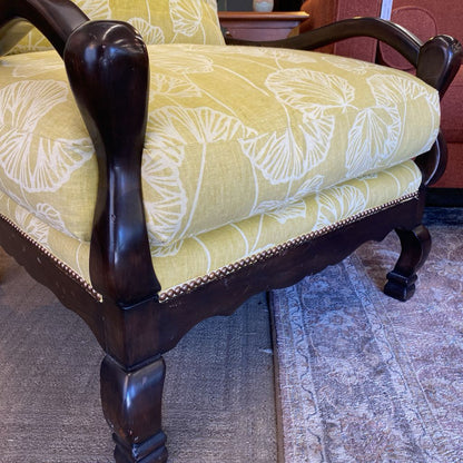 Custom Ladder Back Knuckle Armchair w/Yellow Cushions