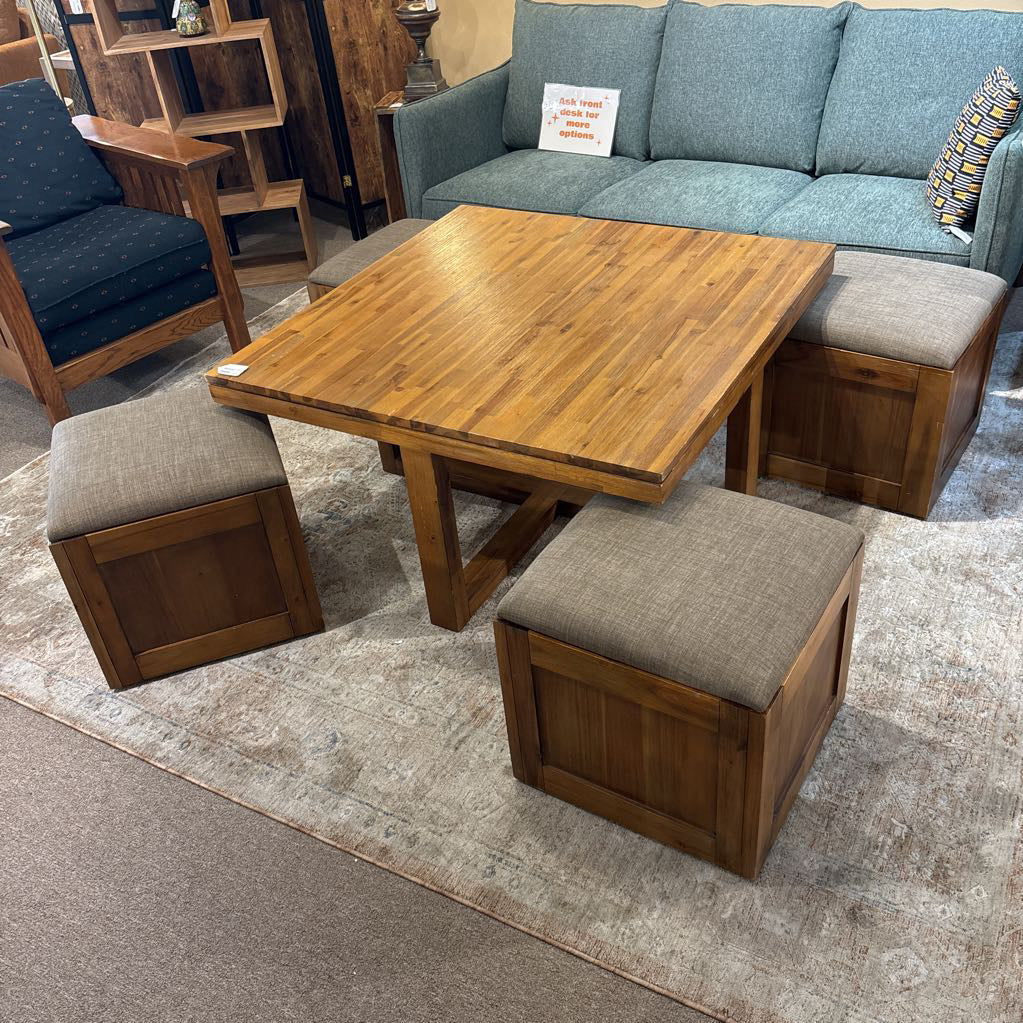 Broadernest 5pc Coffee Table w/ Storage Stools