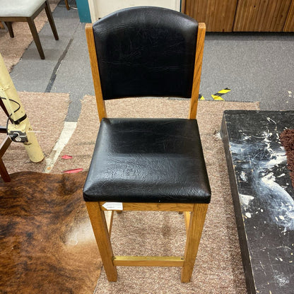 Padded Black Vinyl Oak Barstool