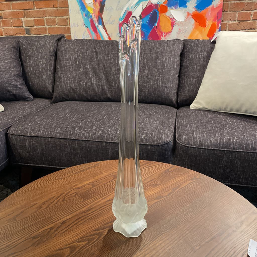 Clear Stretch Glass Vase with Opaque Base/ Portugal