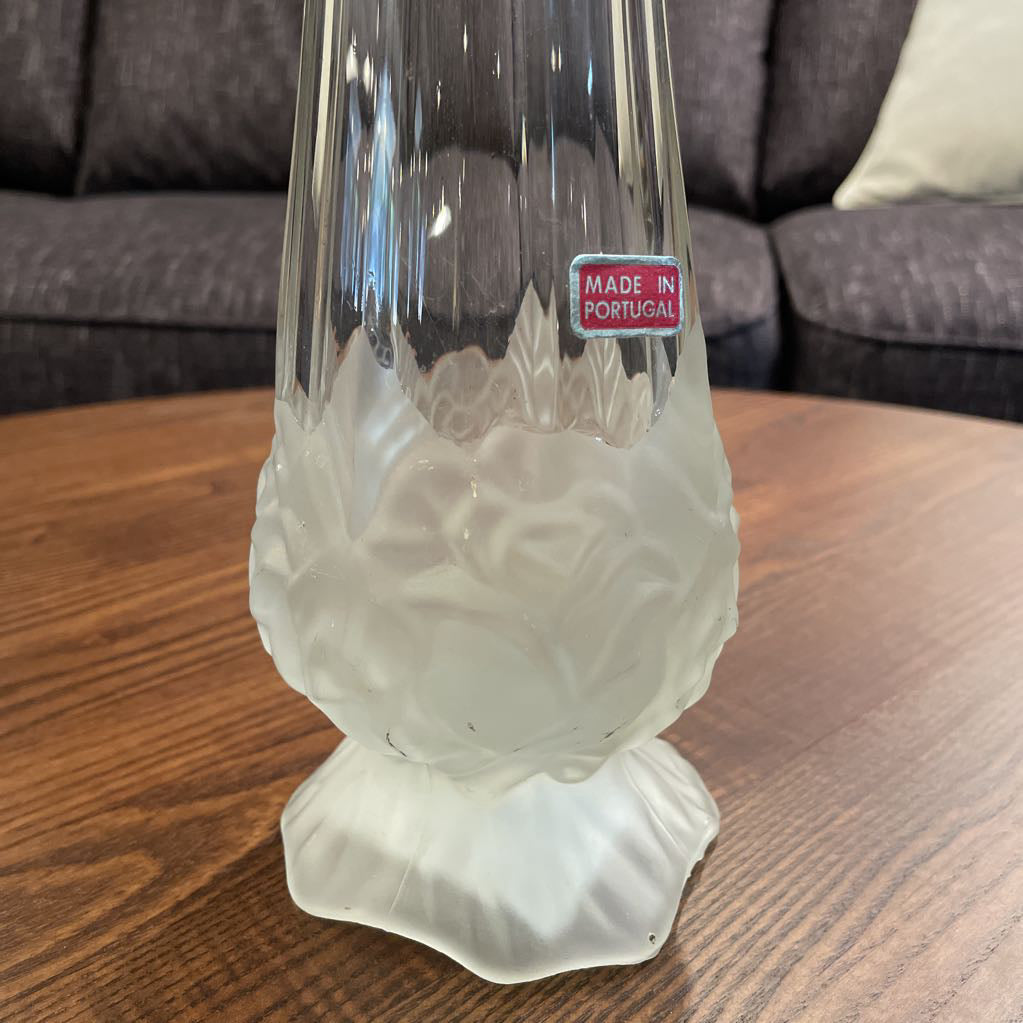 Clear Stretch Glass Vase with Opaque Base/ Portugal