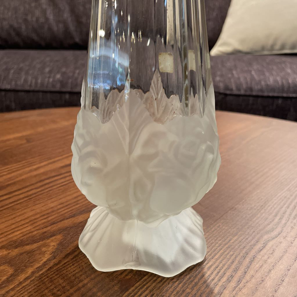 Clear Stretch Glass Vase with Opaque Base/ Portugal