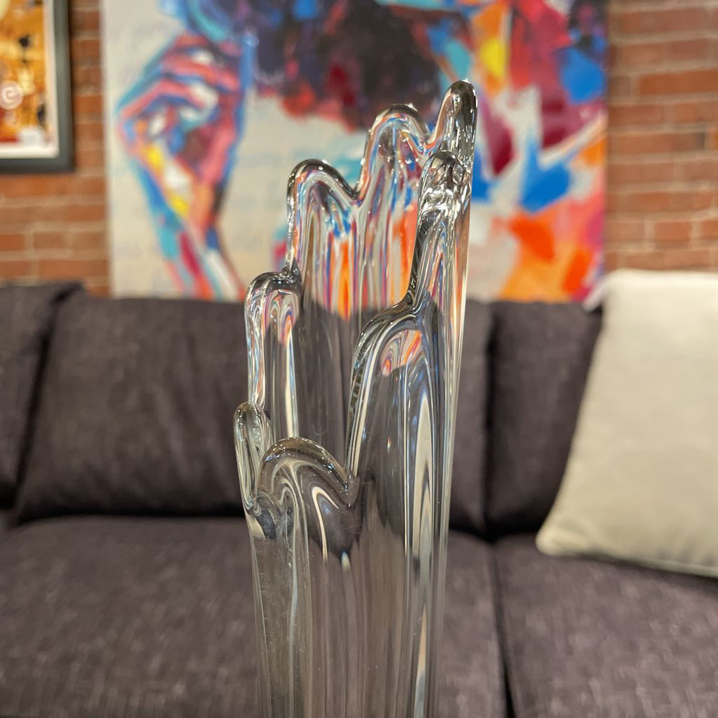 Clear Stretch Glass Vase with Opaque Base/ Portugal