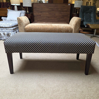 Oblong B&W Crisscross Pattern Upholstered Bench