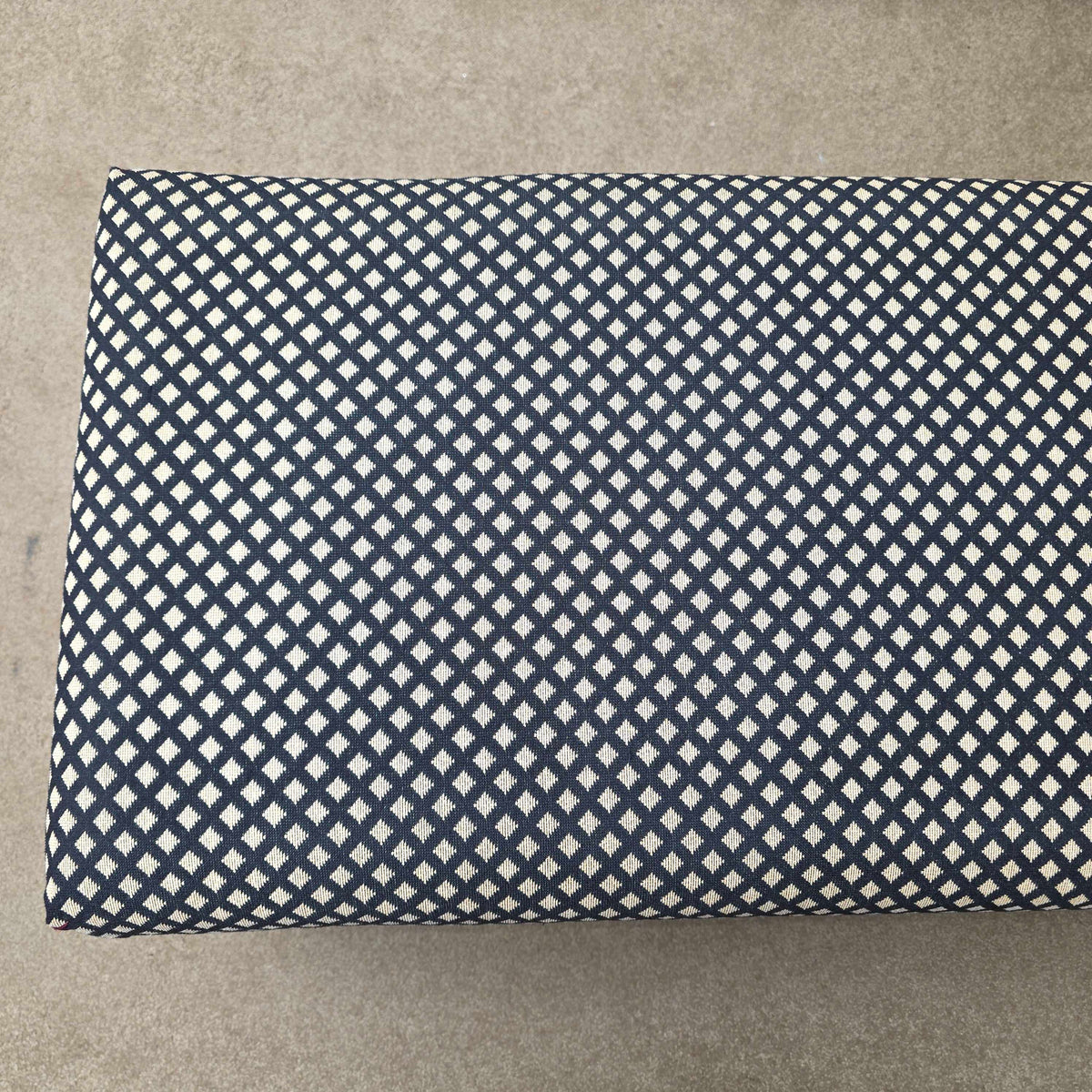 Oblong B&W Crisscross Pattern Upholstered Bench