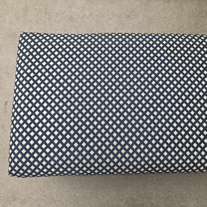Oblong B&W Crisscross Pattern Upholstered Bench