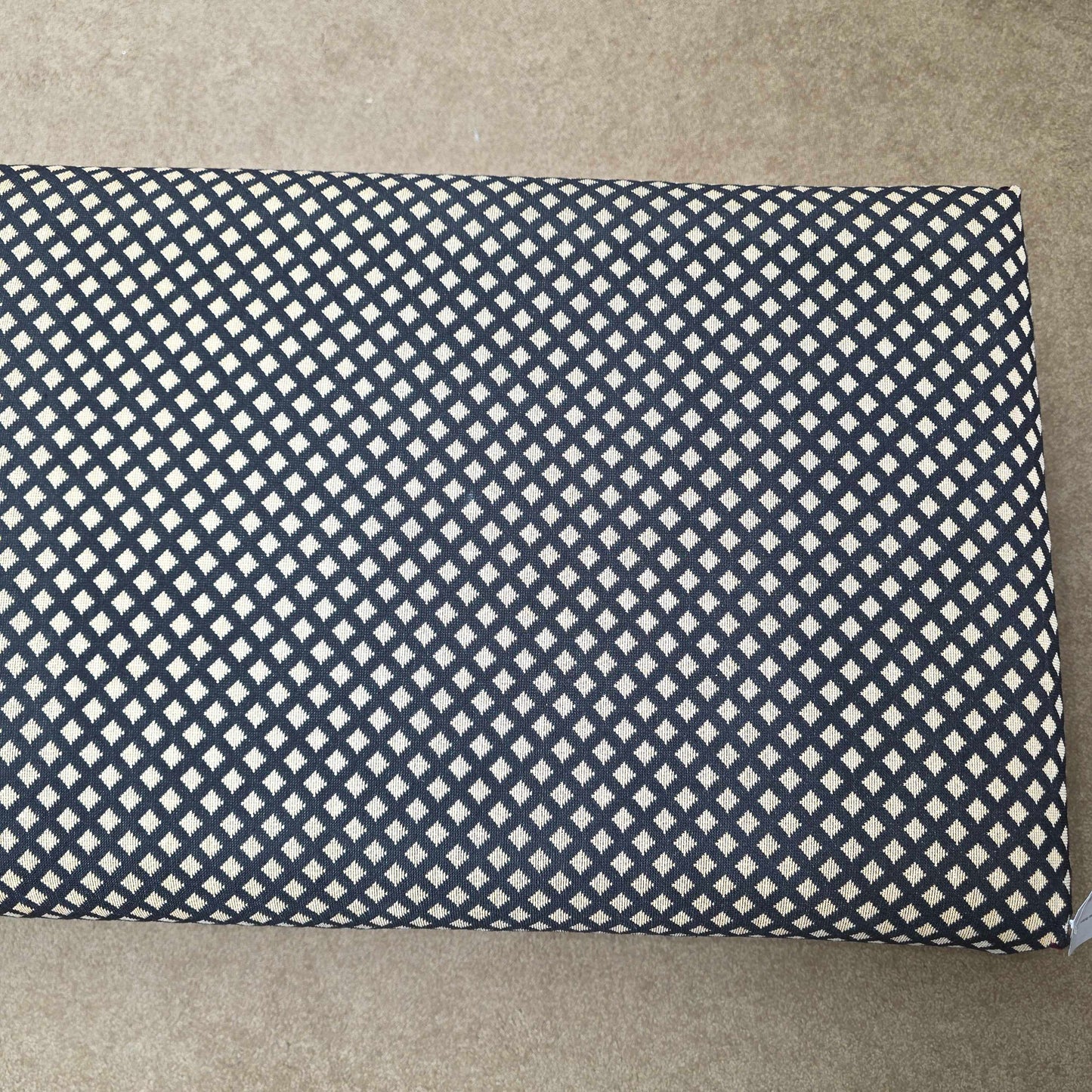 Oblong B&W Crisscross Pattern Upholstered Bench