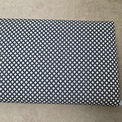 Oblong B&W Crisscross Pattern Upholstered Bench