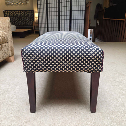 Oblong B&W Crisscross Pattern Upholstered Bench