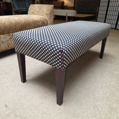 Oblong B&W Crisscross Pattern Upholstered Bench