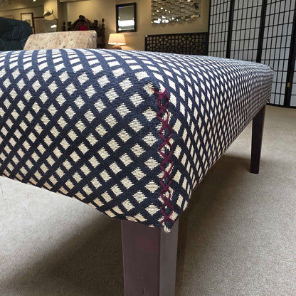 Oblong B&W Crisscross Pattern Upholstered Bench