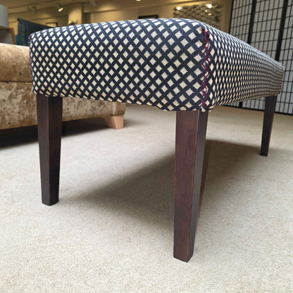 Oblong B&W Crisscross Pattern Upholstered Bench
