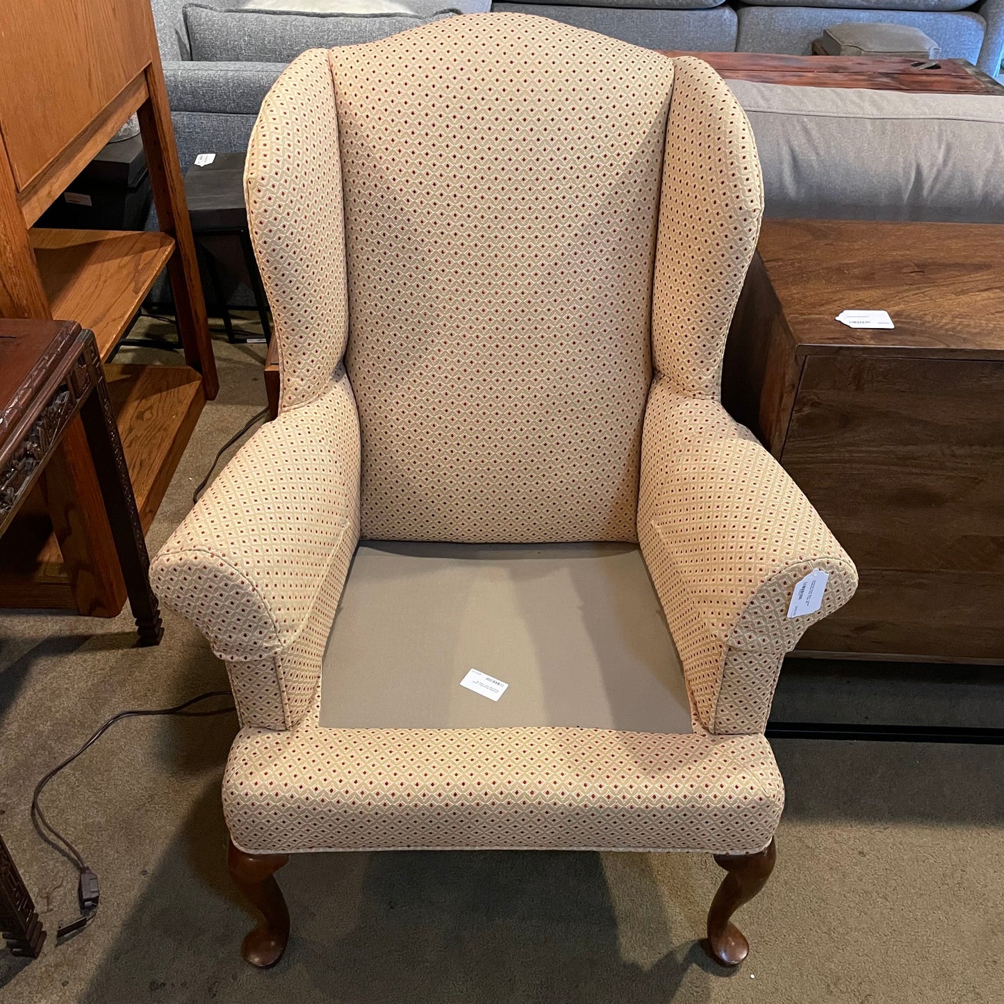 Victorian Style Red + Gold Patterned Arm Chair