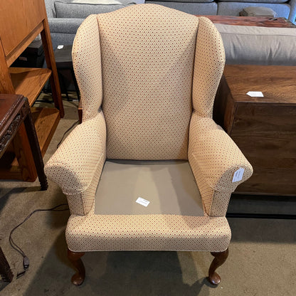 Victorian Style Red + Gold Patterned Arm Chair