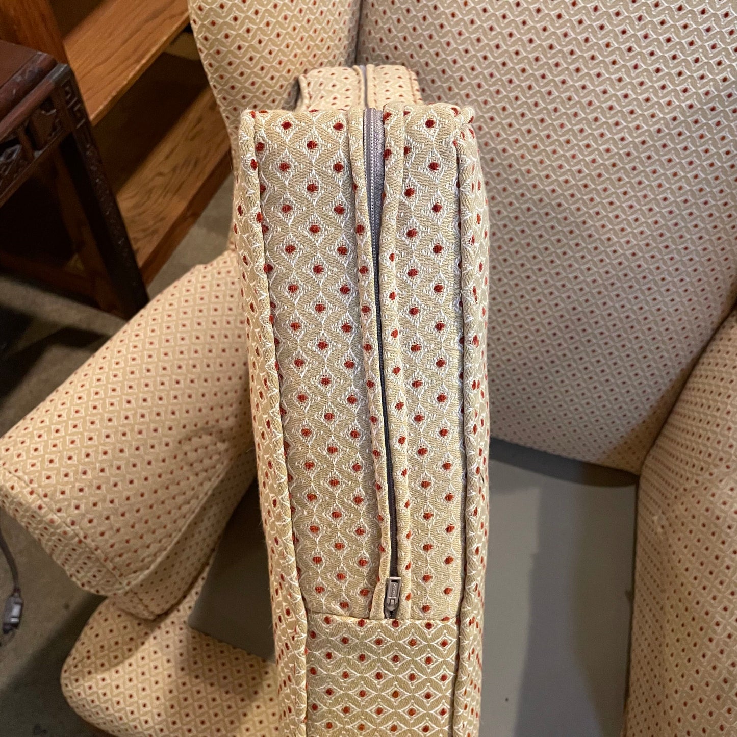 Victorian Style Red + Gold Patterned Arm Chair