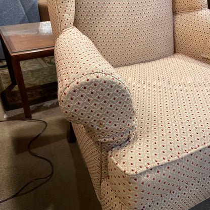 Victorian Style Red + Gold Patterned Arm Chair