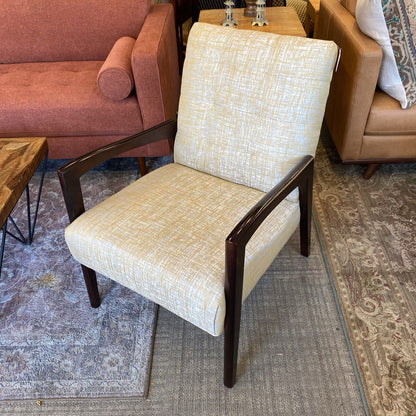 Yellow & Silver Fabric Accent Arm Chair