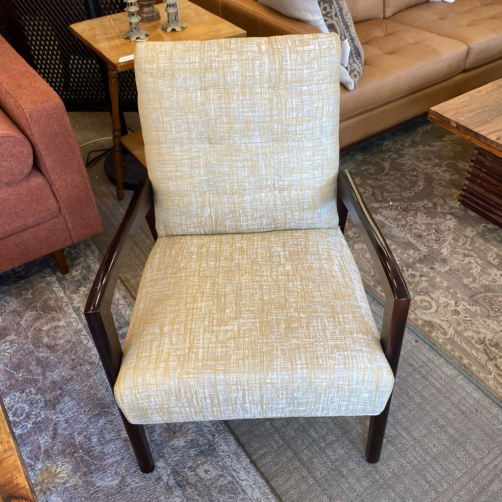 Yellow & Silver Fabric Accent Arm Chair
