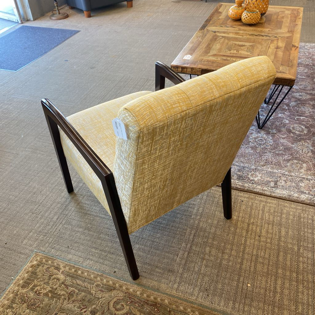 Yellow & Silver Fabric Accent Arm Chair