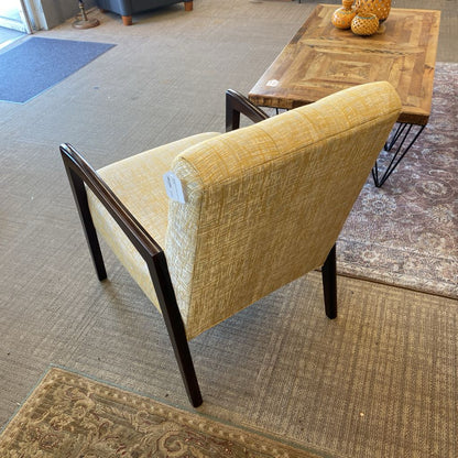 Yellow & Silver Fabric Accent Arm Chair