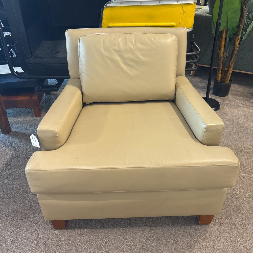 Designer HBF Beige Real Leather Club Chair