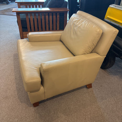 Designer HBF Beige Real Leather Armchair