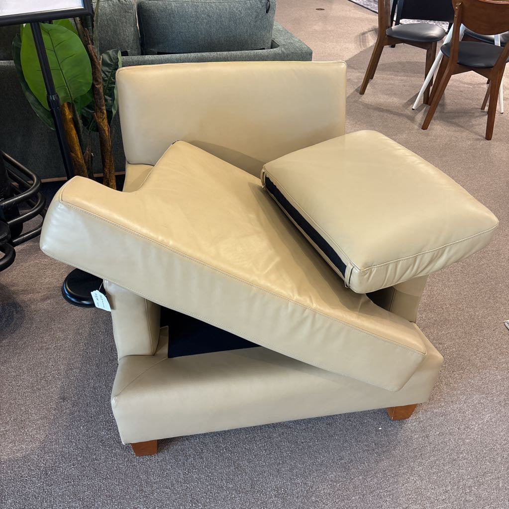 Designer HBF Beige Real Leather Armchair