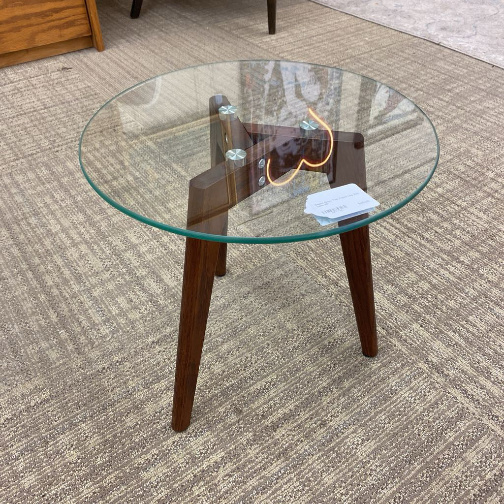 Round Glass Top Tripod Leg Side Table