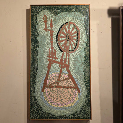 Spinning Wheel Heavy Framed Tile Art