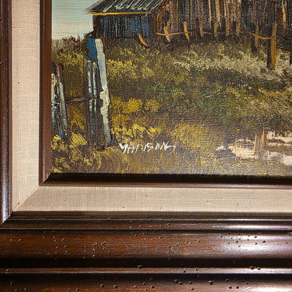 Cabin with Clouds and Stump Fence Art