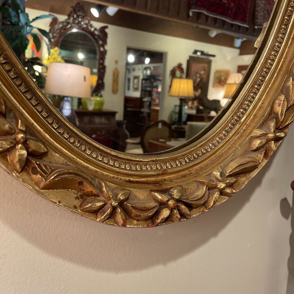 Large Oval Mirror in Fancy Gold Frame
