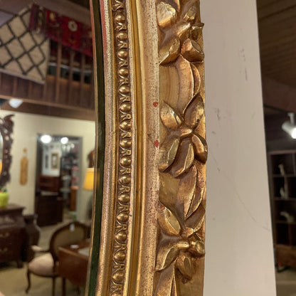 Large Oval Mirror in Fancy Gold Frame