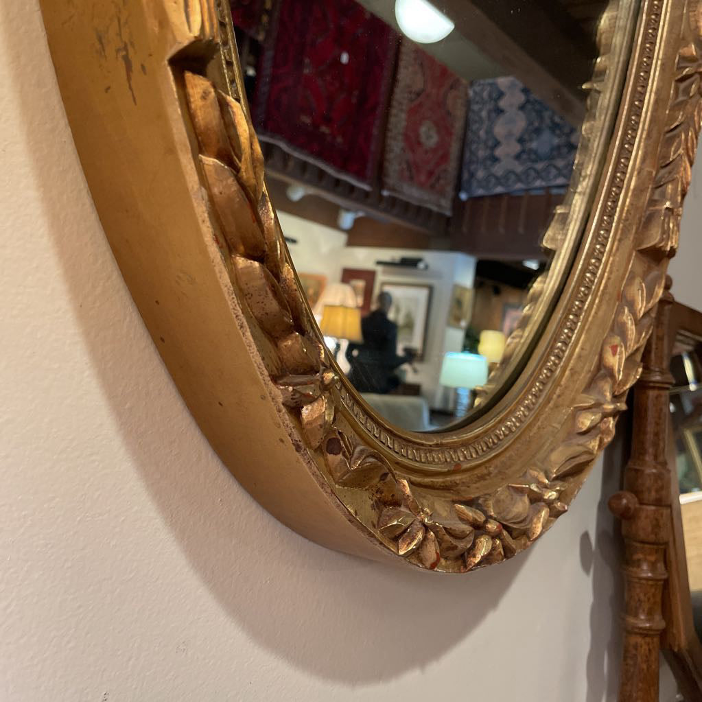Large Oval Mirror in Fancy Gold Frame