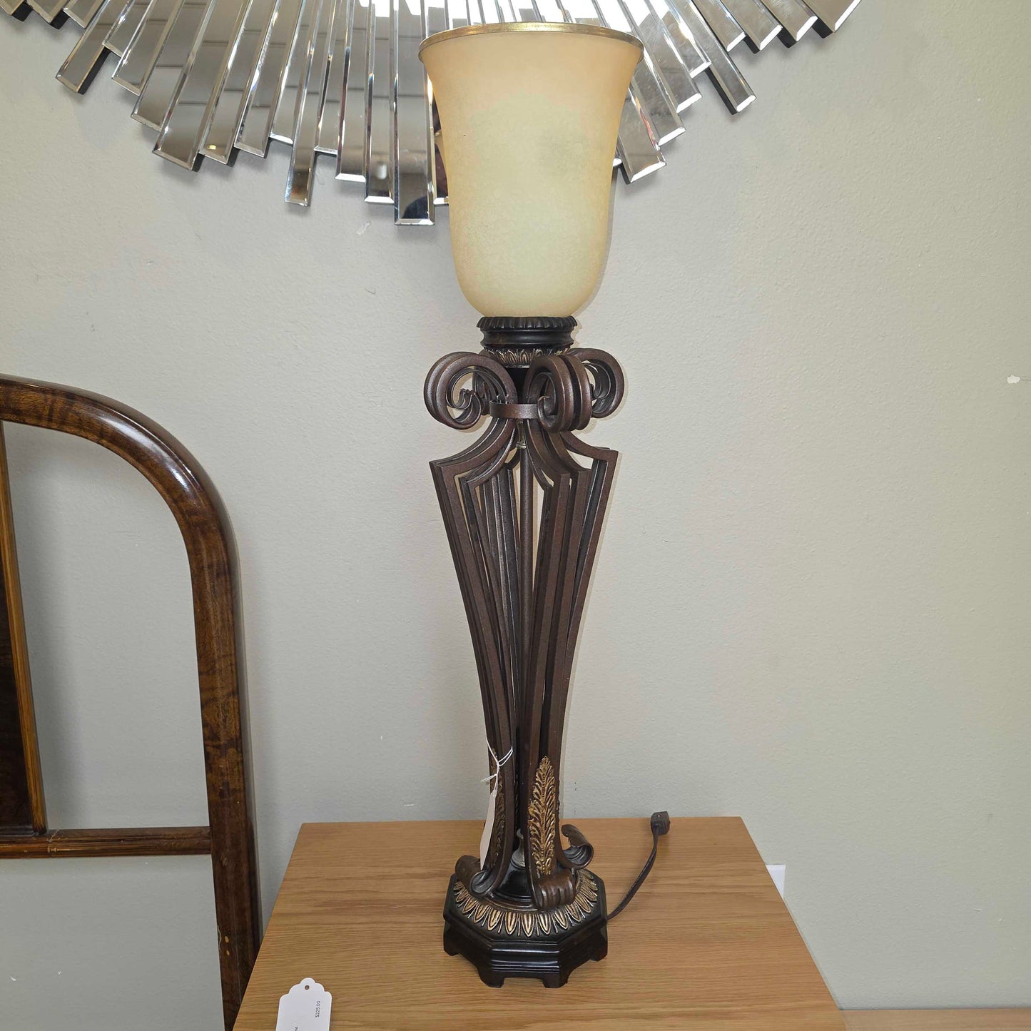 Ornate Curved Metal Table Lamp