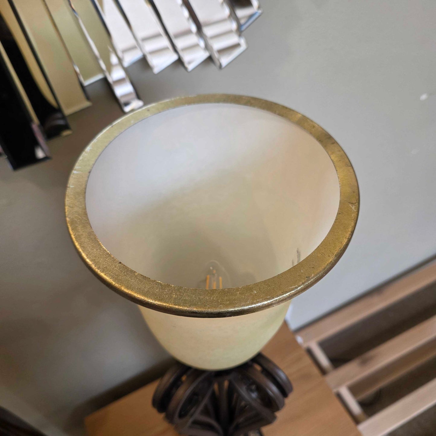 Ornate Curved Metal Table Lamp