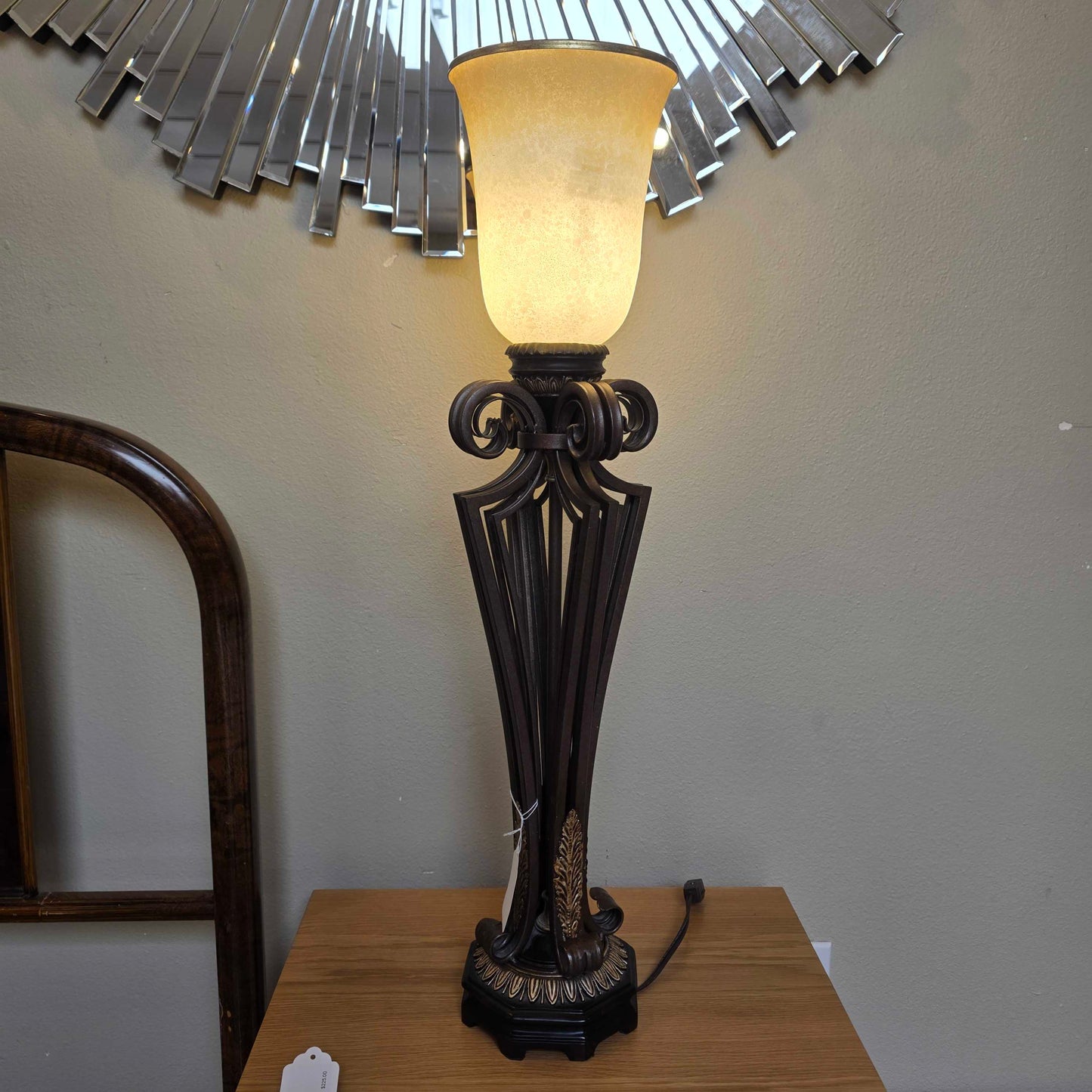 Ornate Curved Metal Table Lamp