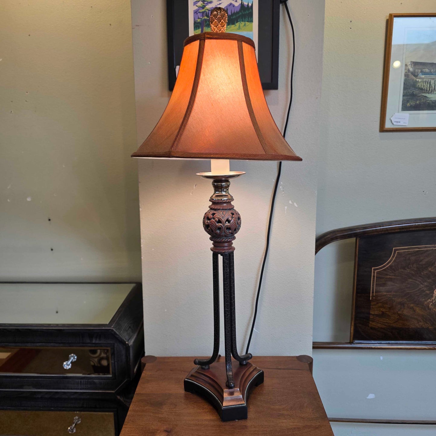 Uttermost Ornate Red Shade Buffet Lamp