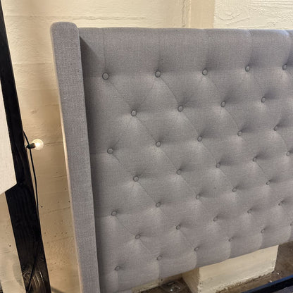 Grey Upholstered Wingback King Bed