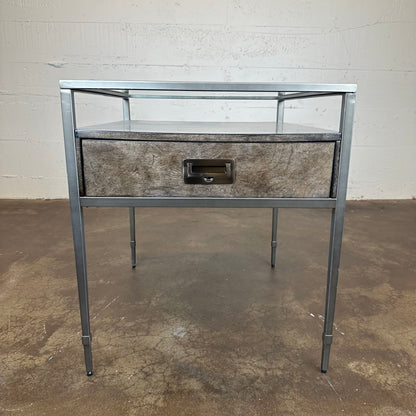 Glass Top 1 Drawer Side Table