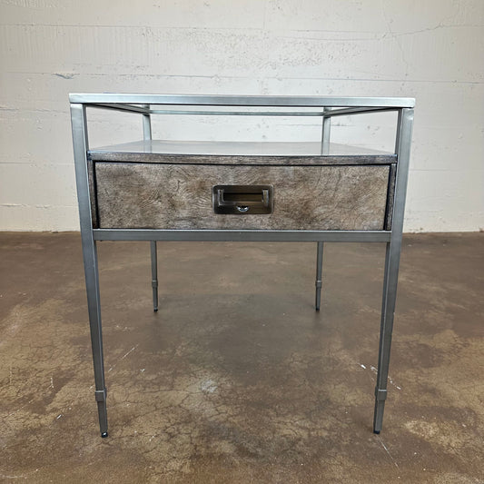 Glass Top 1 Drawer Side Table