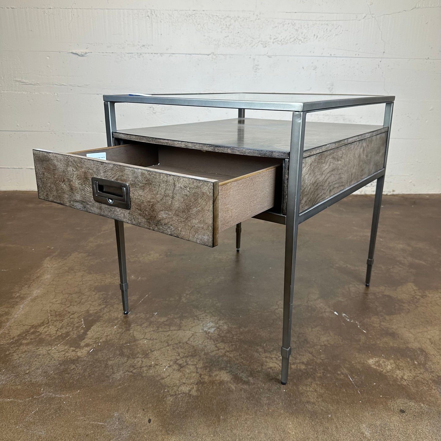 Glass Top 1 Drawer Side Table