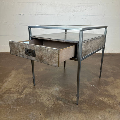 Glass Top 1 Drawer Side Table