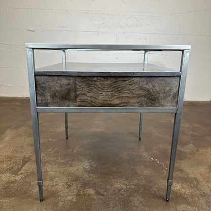 Glass Top 1 Drawer Side Table
